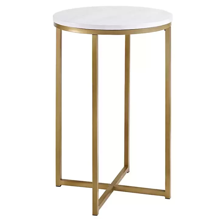 Cheap Round Marble and Gold Accent Table Accent & End Tables
