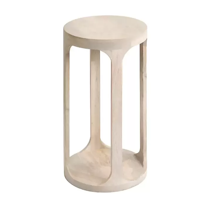 Cheap Round washed Wood Dani Accent Table Accent & End Tables