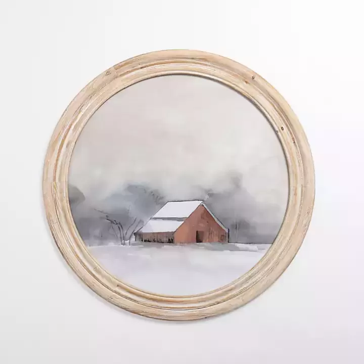 Outlet Round Winter Barn Framed Art Print Framed Art