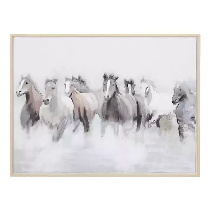 Clearance Running Horses Framed Canvas Art Print Framed Art