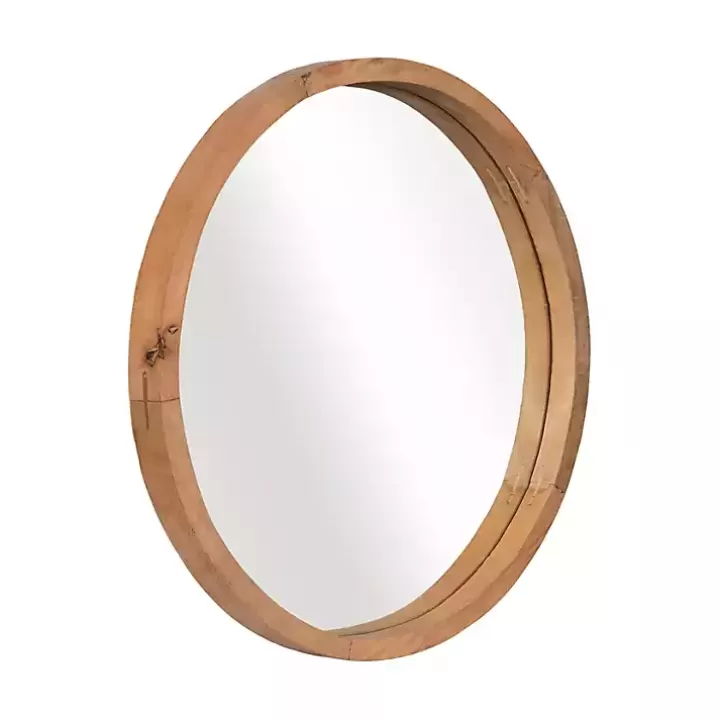 Flash Sale Rustic Brown Acacia Round Wall Mirror Decorative Mirrors