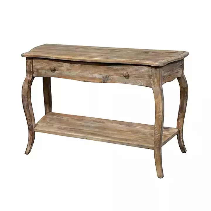 Online Rustic Wood Curved Console Table Console Tables