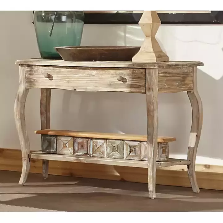 Online Rustic Wood Curved Console Table Console Tables