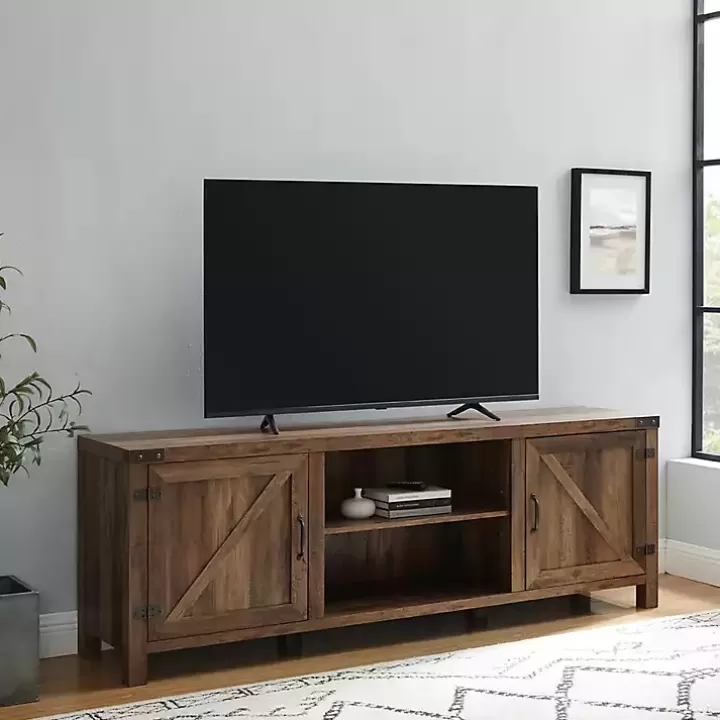 Store Rustic Oak Barn Door TV Stand Tv Stands & Media Consoles