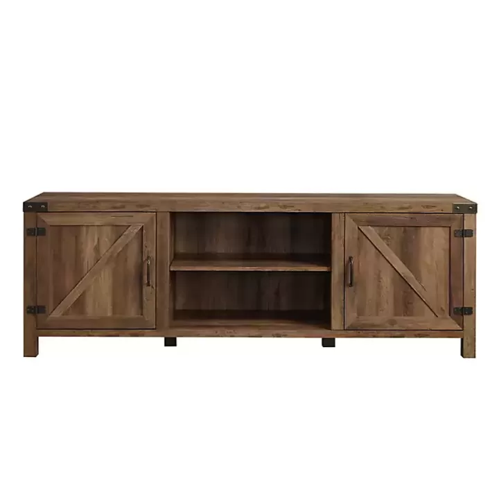 Store Rustic Oak Barn Door TV Stand Tv Stands & Media Consoles