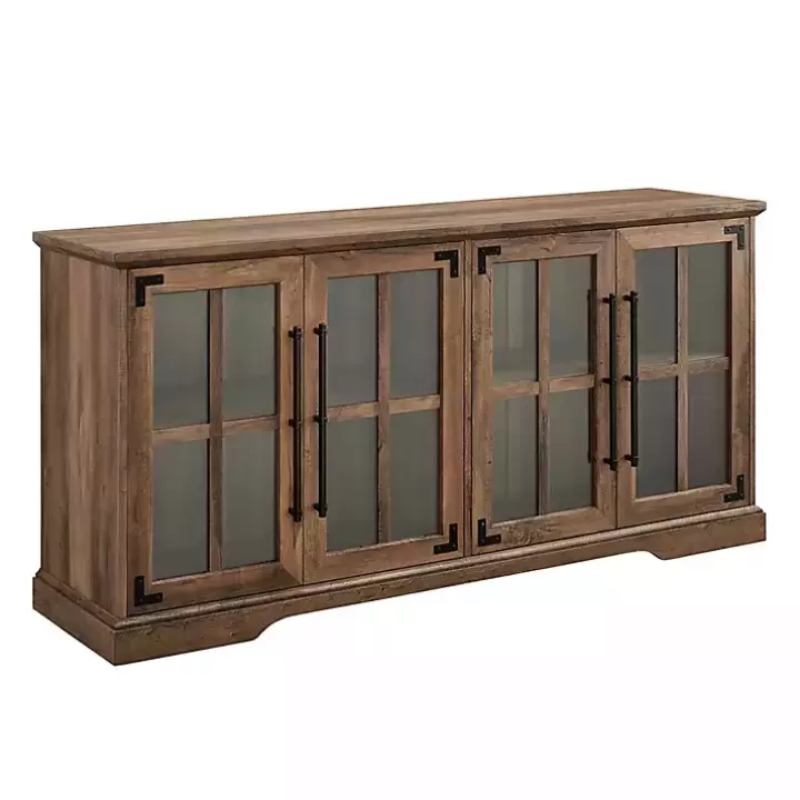 Discount Rustic Oak Window 4-Door TV Stand Tv Stands & Media Consoles