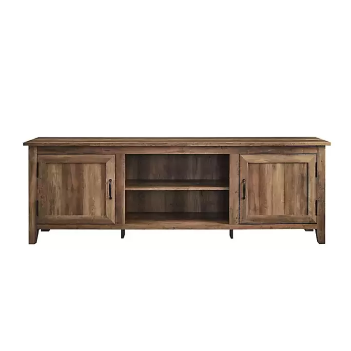 New Rustic Oak Wood Grooved Door TV Stand Tv Stands & Media Consoles