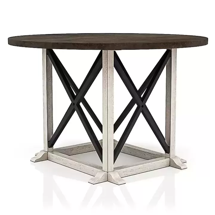 Sale Rustic White & Oak Wood Round Dining Table Dining Tables