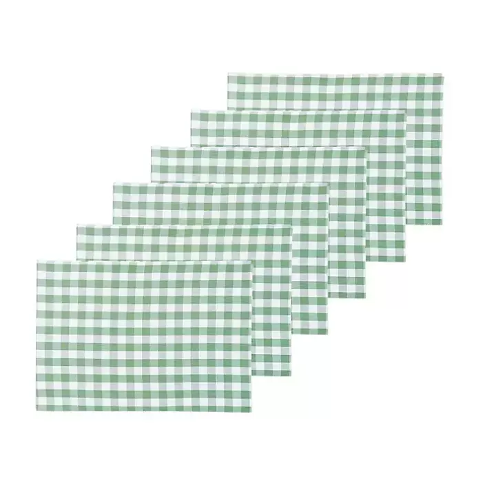 Clearance Sage Buffalo Check Cotton Placemats, Set of 6 Table Linens