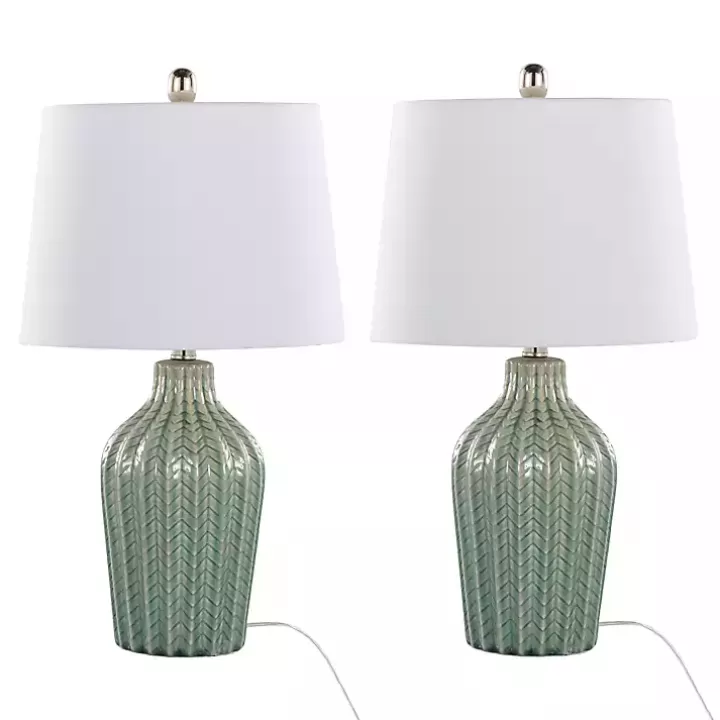 Online Sage Ceramic Chevron Table Lamps, Set of 2 Table Lamps