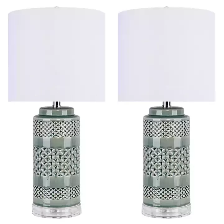 Store Sage Green Geometric Table Lamps, Set of 2 Table Lamps