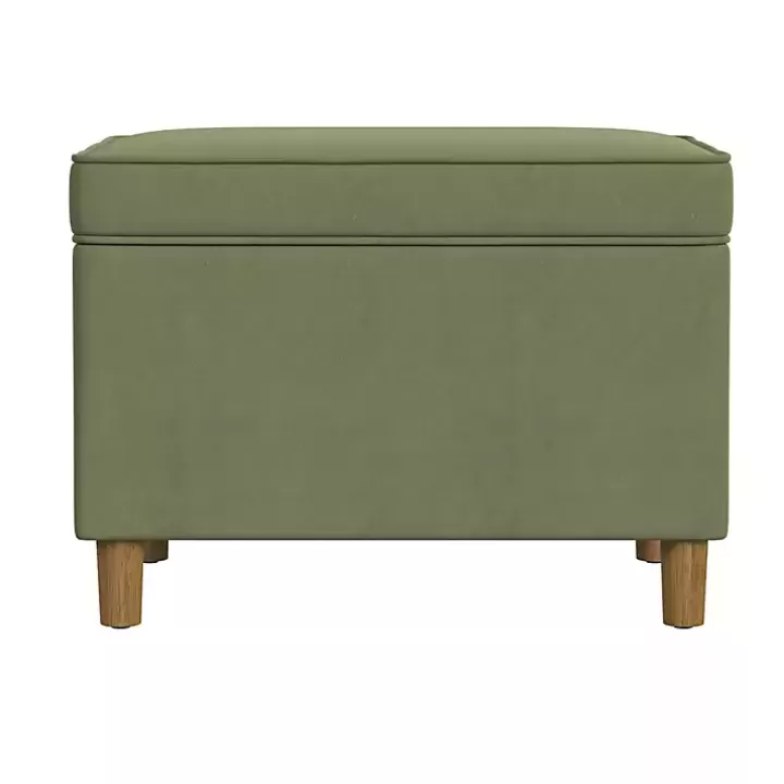 Hot Sage Velvet Rectangle Storage Ottoman Benches & Ottomans