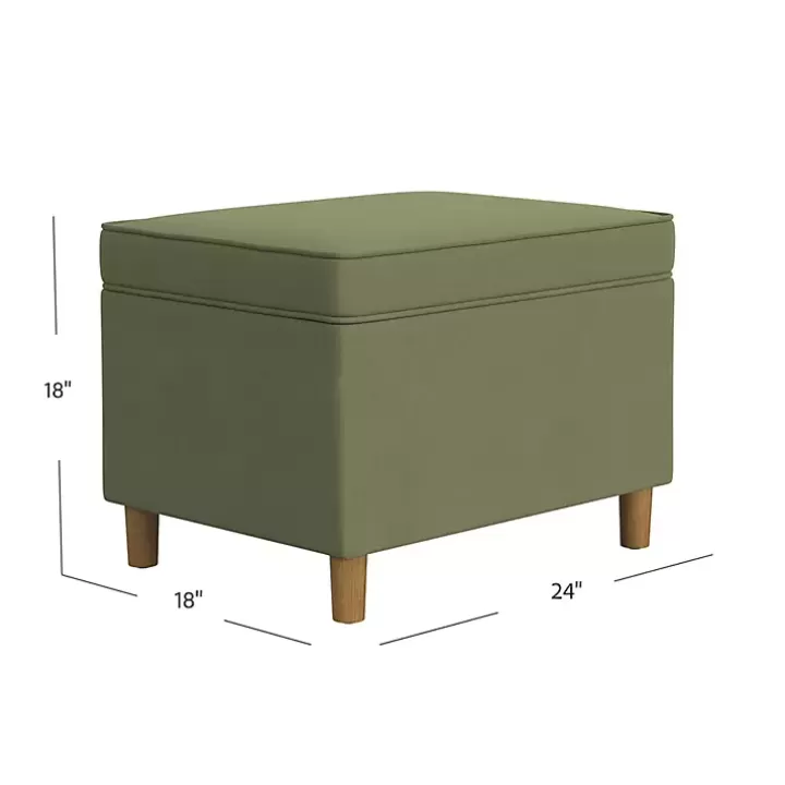 Hot Sage Velvet Rectangle Storage Ottoman Benches & Ottomans