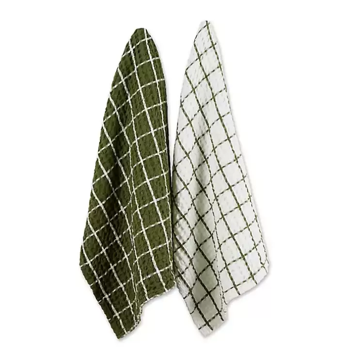 New Sage Windowpane Oversized Dish Towels, Set of 2 Kitchen Accessories