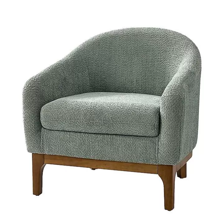 Discount Sage Wool Upholstered Joan Barrel Accent Chair Accent Chairs