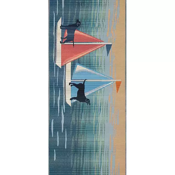 Online Sailboat Dogs Indoor/Outdoor Runner, 1x4 Outdoor Rugs