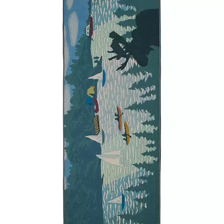 Fashion Sailboat Lake Indoor/Outdoor Runner, 1x4 Outdoor Rugs