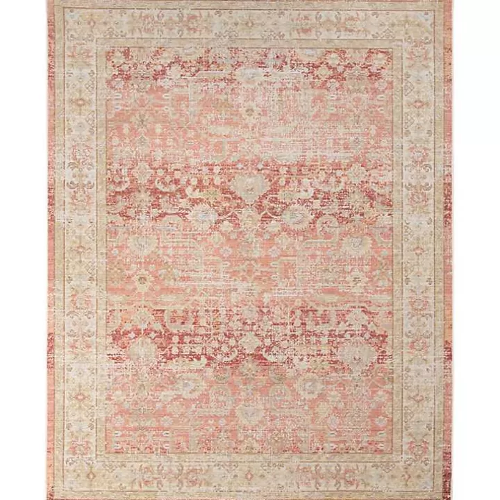Flash Sale Salmon Vintage Border Area Rug, 8x11 Area Rugs