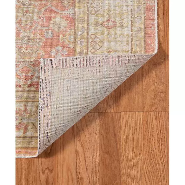 Flash Sale Salmon Vintage Border Area Rug, 8x11 Area Rugs