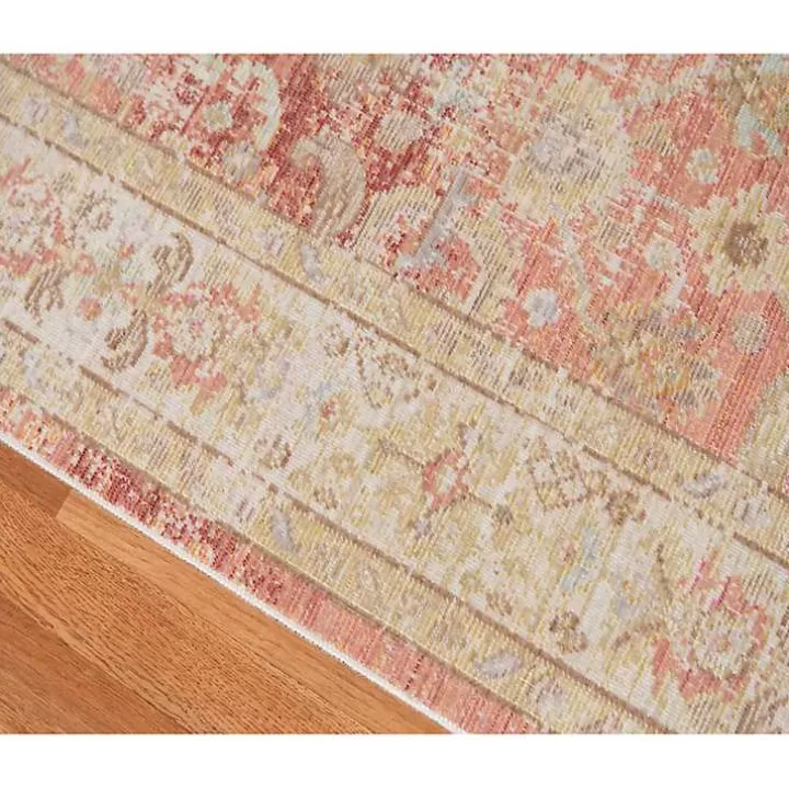 Flash Sale Salmon Vintage Border Area Rug, 8x11 Area Rugs