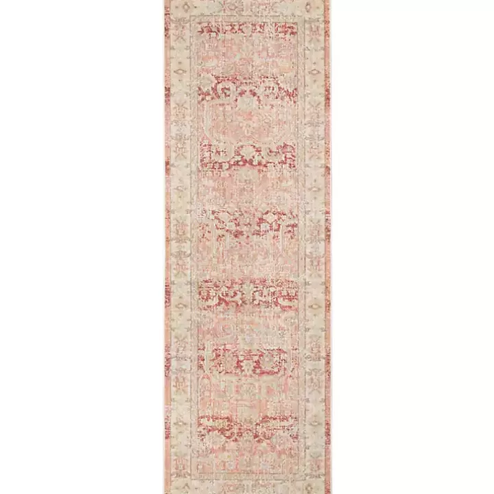 Hot Salmon Vintage Border Runner Area Rugs