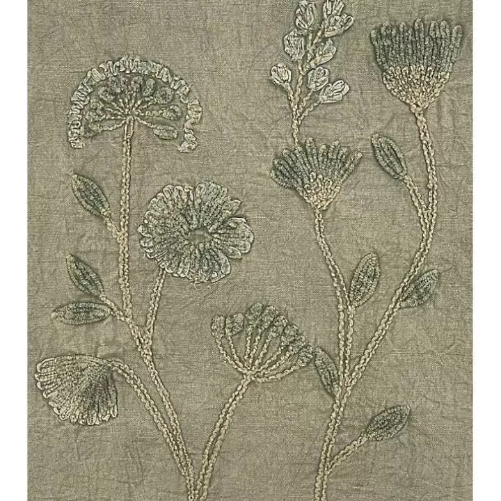 Outlet Sand Beige Floral Embroidered Table Runner Table Linens