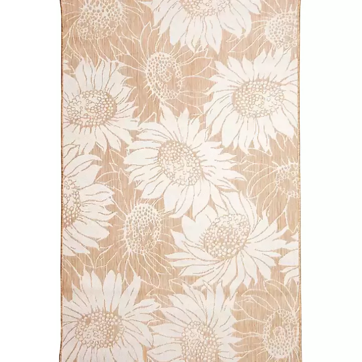 Outlet Sand Floral Blooms Outdoor Area Rug, 7x9 Outdoor Rugs