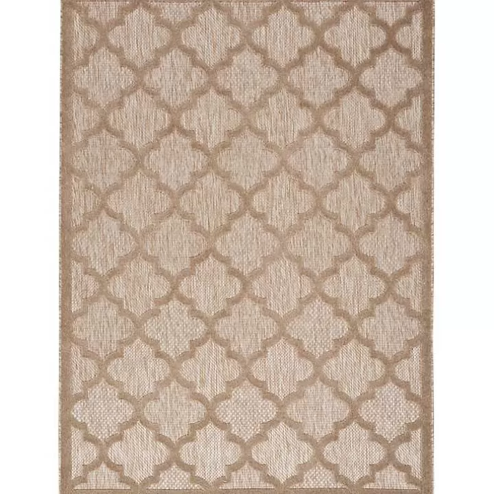 Clearance Sandstone Natural Trellis Outdoor Area Rug, 4x6 Outdoor Rugs
