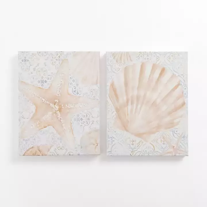 Outlet Sandy Seashells Canvas Art Prints, Set of 2 Canvas Art