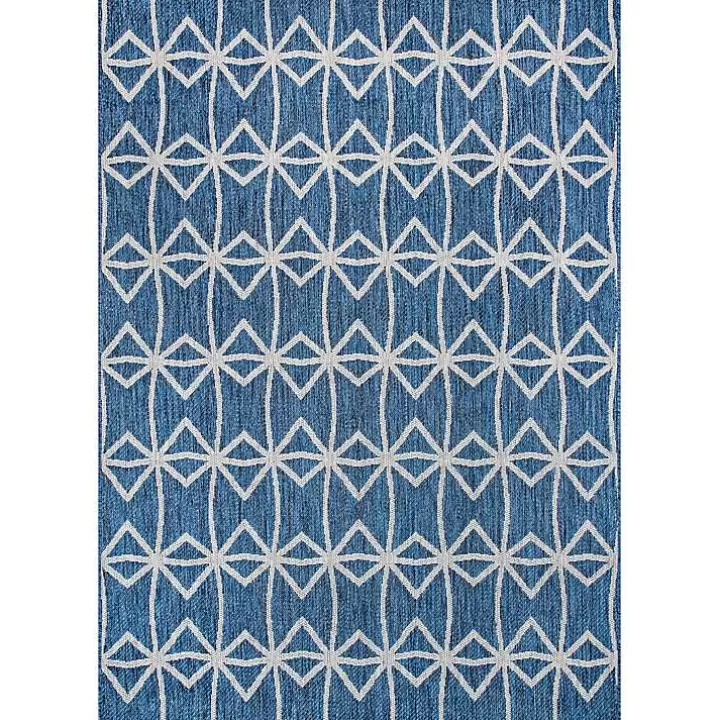 Outlet Sanford Blue Geometric Shapes Outdoor Rug, 5x8 Outdoor Rugs