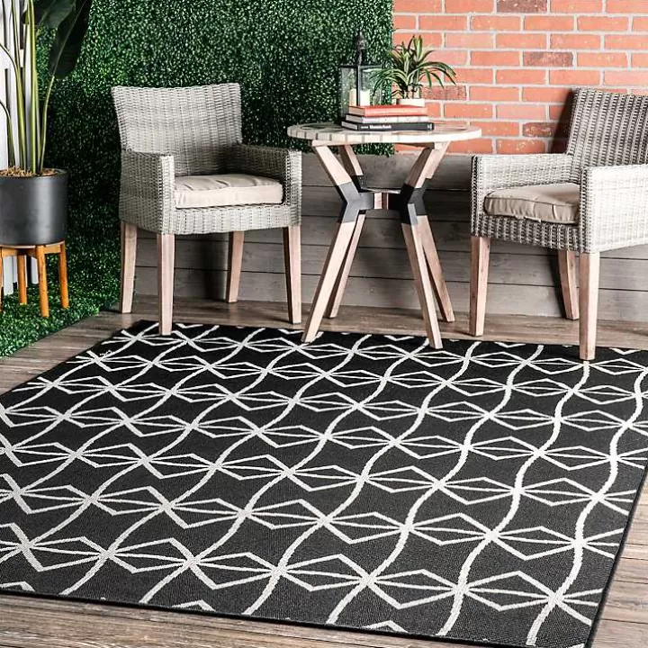 Online Sanford Gray Geometric Shapes Outdoor Rug, 5x8 Outdoor Rugs