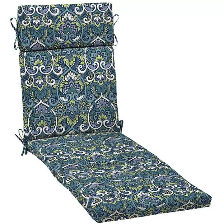 Best Sapphire Damask Outdoor Chaise Cushion Outdoor Cushions & Pillows