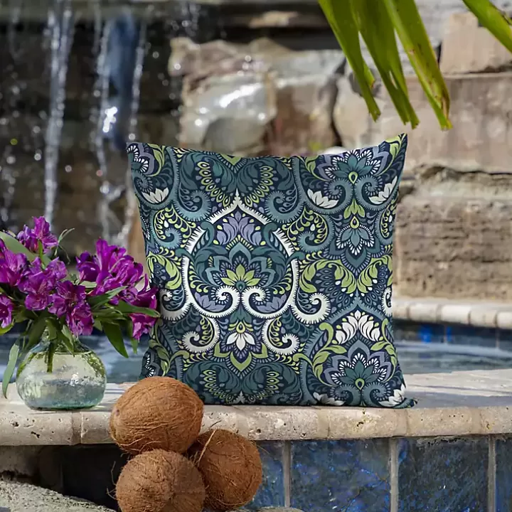 Shop Sapphire Damask Outdoor Pillows, Set of 2 Outdoor Cushions & Pillows