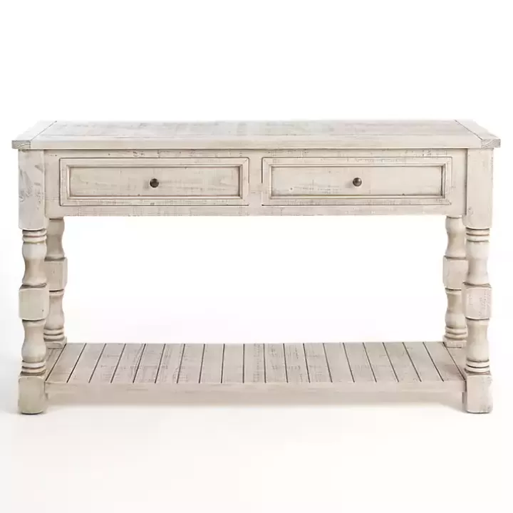 Store Savannah Cream Distressed Console Table Console Tables