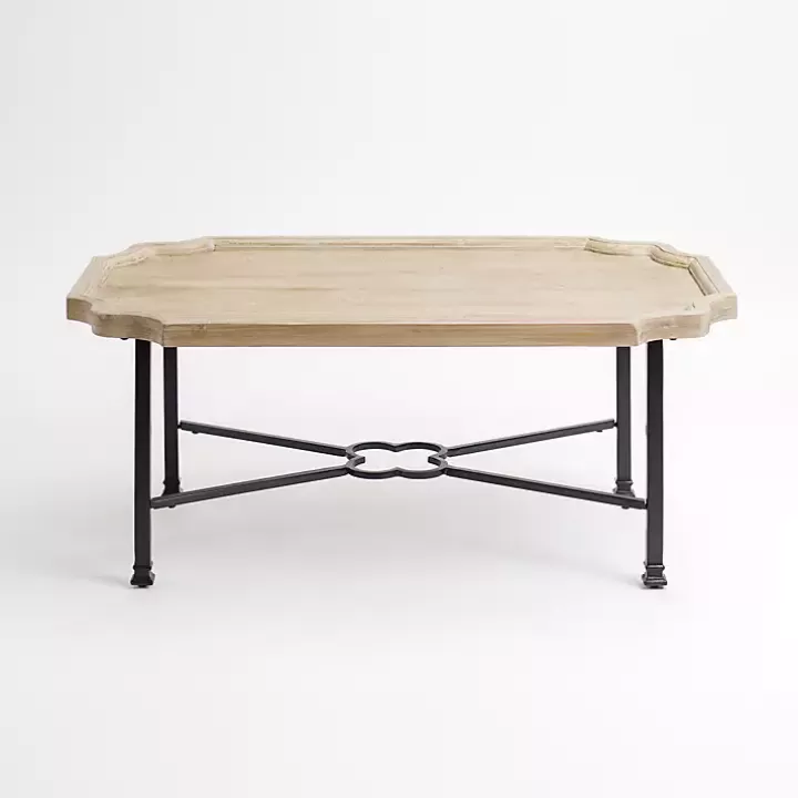 Cheap Scalloped Wood and Metal Coffee Table Coffee Tables