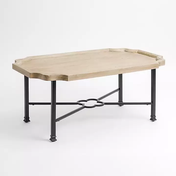 Cheap Scalloped Wood and Metal Coffee Table Coffee Tables