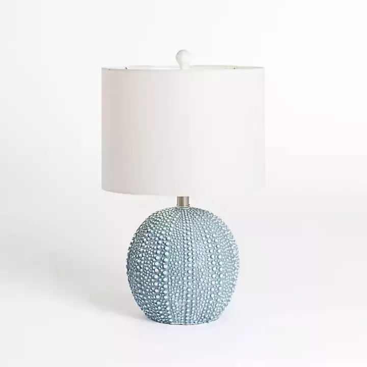 Online Sea Blue Round Textured Table Lamp Table Lamps