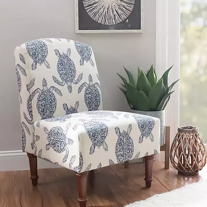 Fashion Sea Turtle Print Accent Chair Accent Chairs