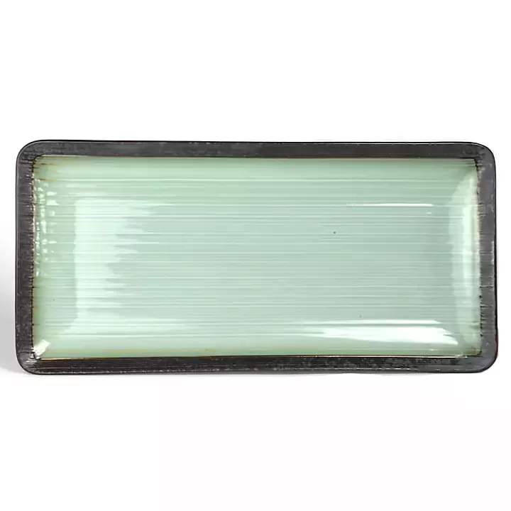 Shop Seafoam and Onyx Rectangular Serving Platter Serving & Entertaining