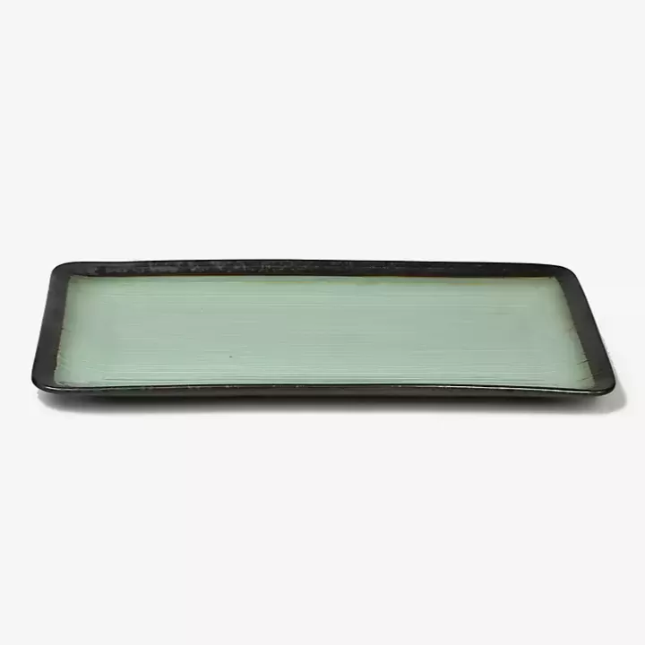 Shop Seafoam and Onyx Rectangular Serving Platter Serving & Entertaining