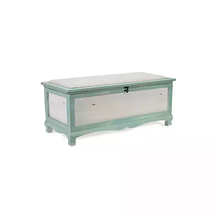 Sale Seafoam Shabby Chic Storage Bench Benches & Ottomans