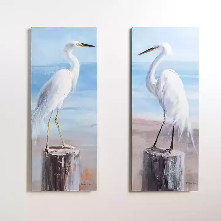 Shop Seaside Egret Canvas Art Prints, Set of 2 Canvas Art