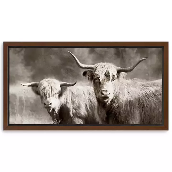 Best Sale Sepia Hairy Highland Framed Canvas Art Print Canvas Art