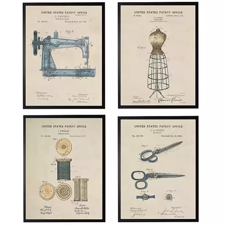 Clearance Sewing Patents Framed Art Print Framed Art