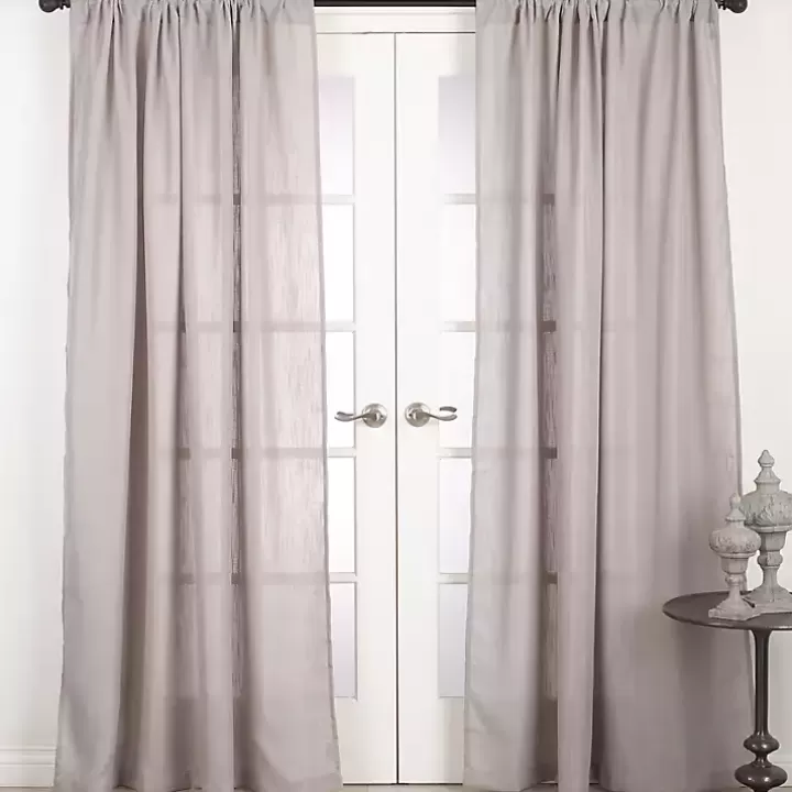 Hot Sheer Dark Linen Curtain Panel, 108 in. Curtains & Drapes