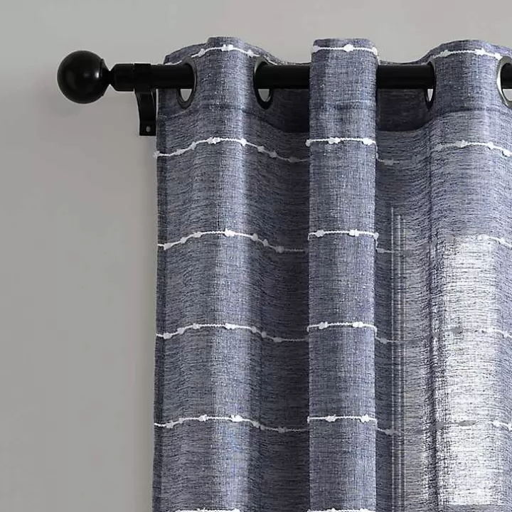 Cheap Sheer Navy Textured Curtain Panel Set, 84 in. Curtains & Drapes