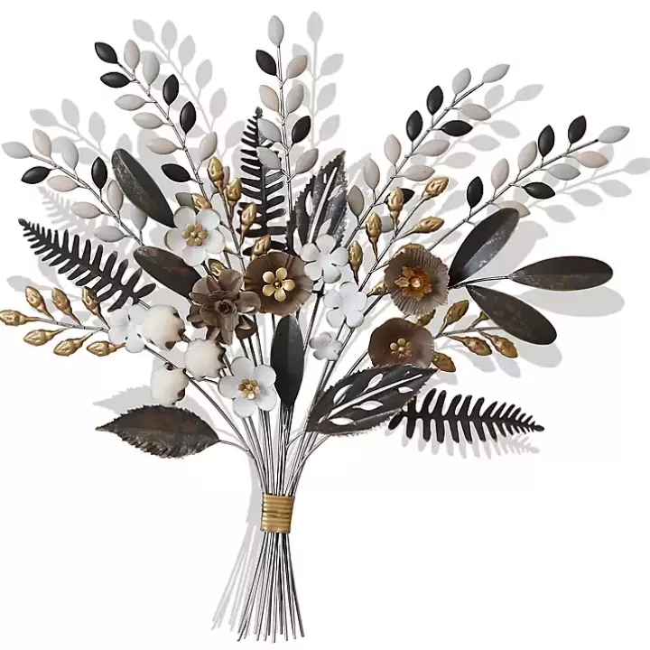 Online Shining Golden Floral Bouquet Wall Decoration Wall Plaques