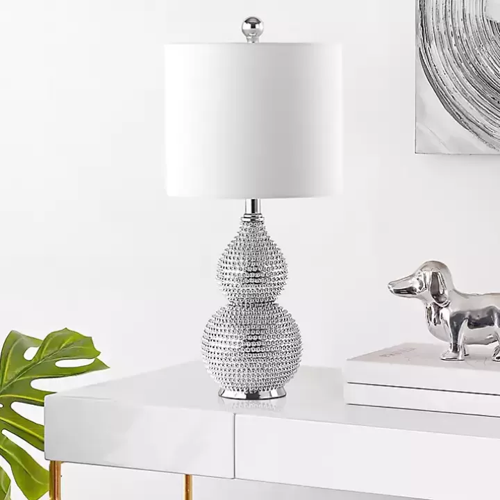 Sale Silver and Chrome Textured Table Lamp Table Lamps