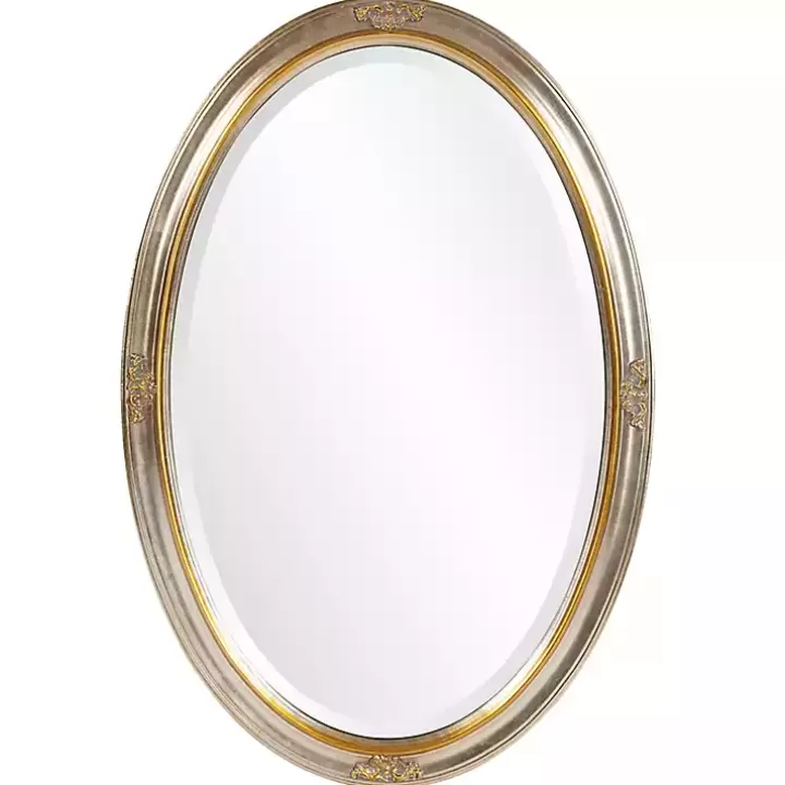 Online Silver and Gold Carlton Oval Wall Mirror Decorative Mirrors