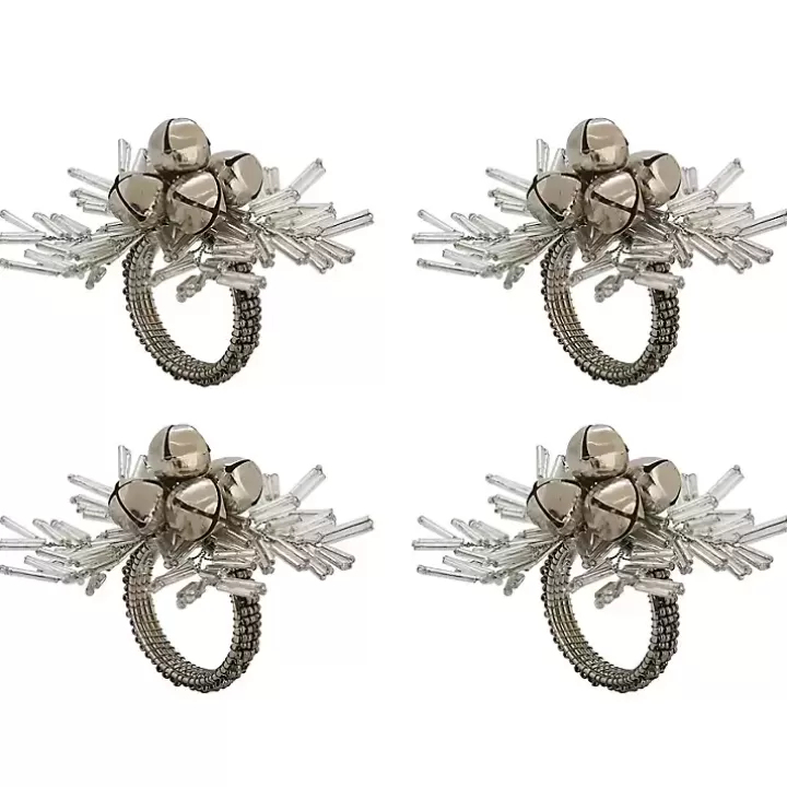 Discount Bells and Holly Napkin Rings, Set of 4 Table Linens